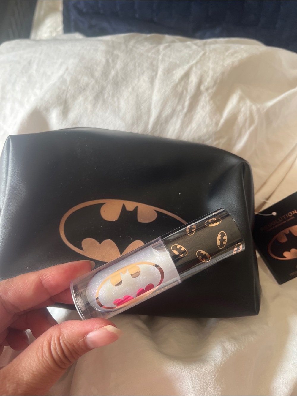 Batman Makeup Bag with Lip Gloss Bundle NWT